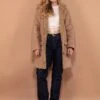Vintage 90's Faux Sheepskin Coat In Beige