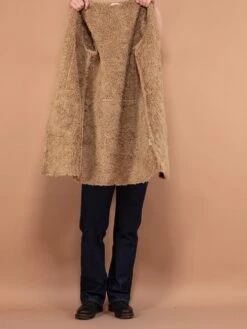 Vintage 90's Faux Sheepskin Coat In Beige -Northern Grip 90s Women Beige Faux Sheepskin Coat Vintage Outerwear 4