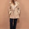 Vintage 90's Faux Penny Lane Coat In Beige