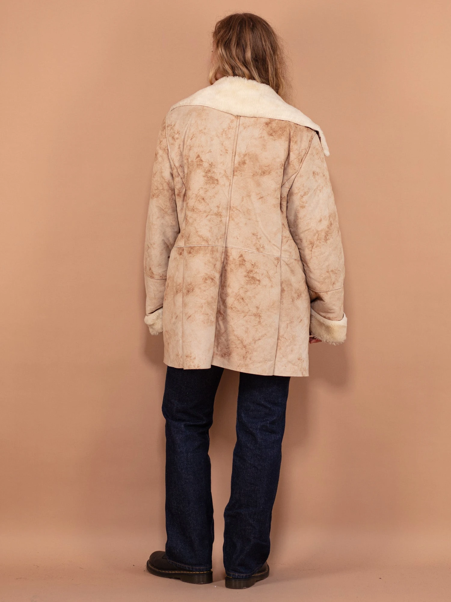 Vintage 90's Faux Penny Lane Coat In Beige 2 Vintage 90's Faux Penny Lane Coat In Beige - Image 2