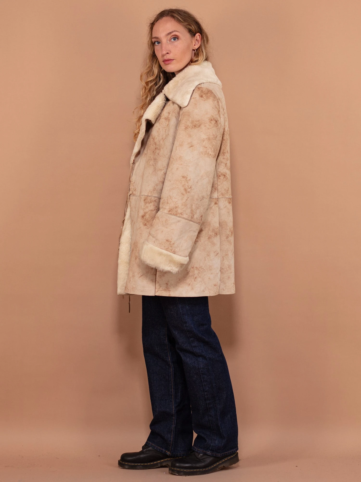 Vintage 90's Faux Penny Lane Coat In Beige 3 Vintage 90's Faux Penny Lane Coat In Beige - Image 3