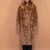Vintage 80's Women Faux Fur Coat In Beige