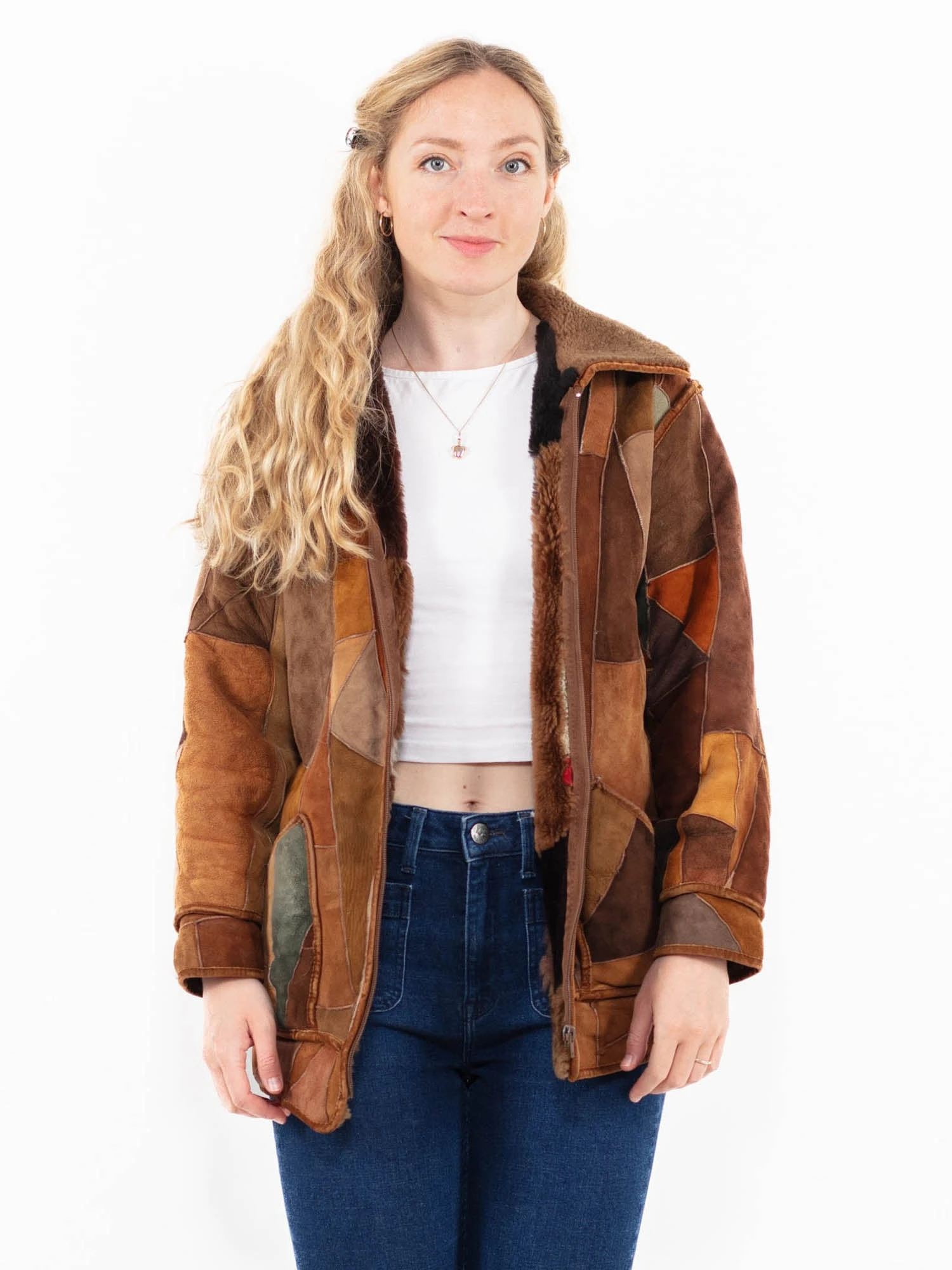 Vintage 80's Women Sheepskin Jacket In Brown 1 Vintage 80's Women Sheepskin Jacket In Brown