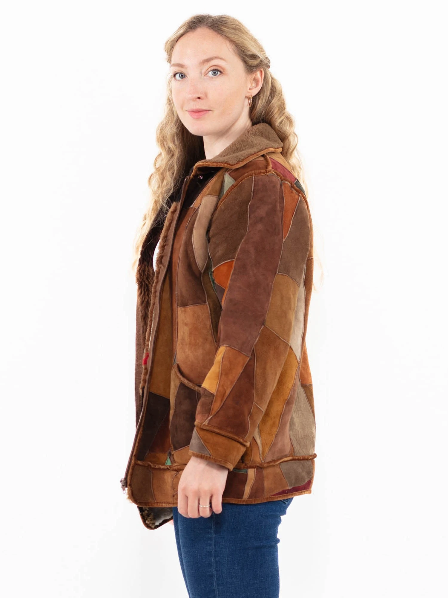 Vintage 80's Women Sheepskin Jacket In Brown 3 Vintage 80's Women Sheepskin Jacket In Brown - Image 3