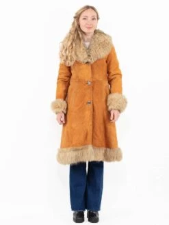 Vintage 70's Penny Lane Sheepskin Coat In Brown