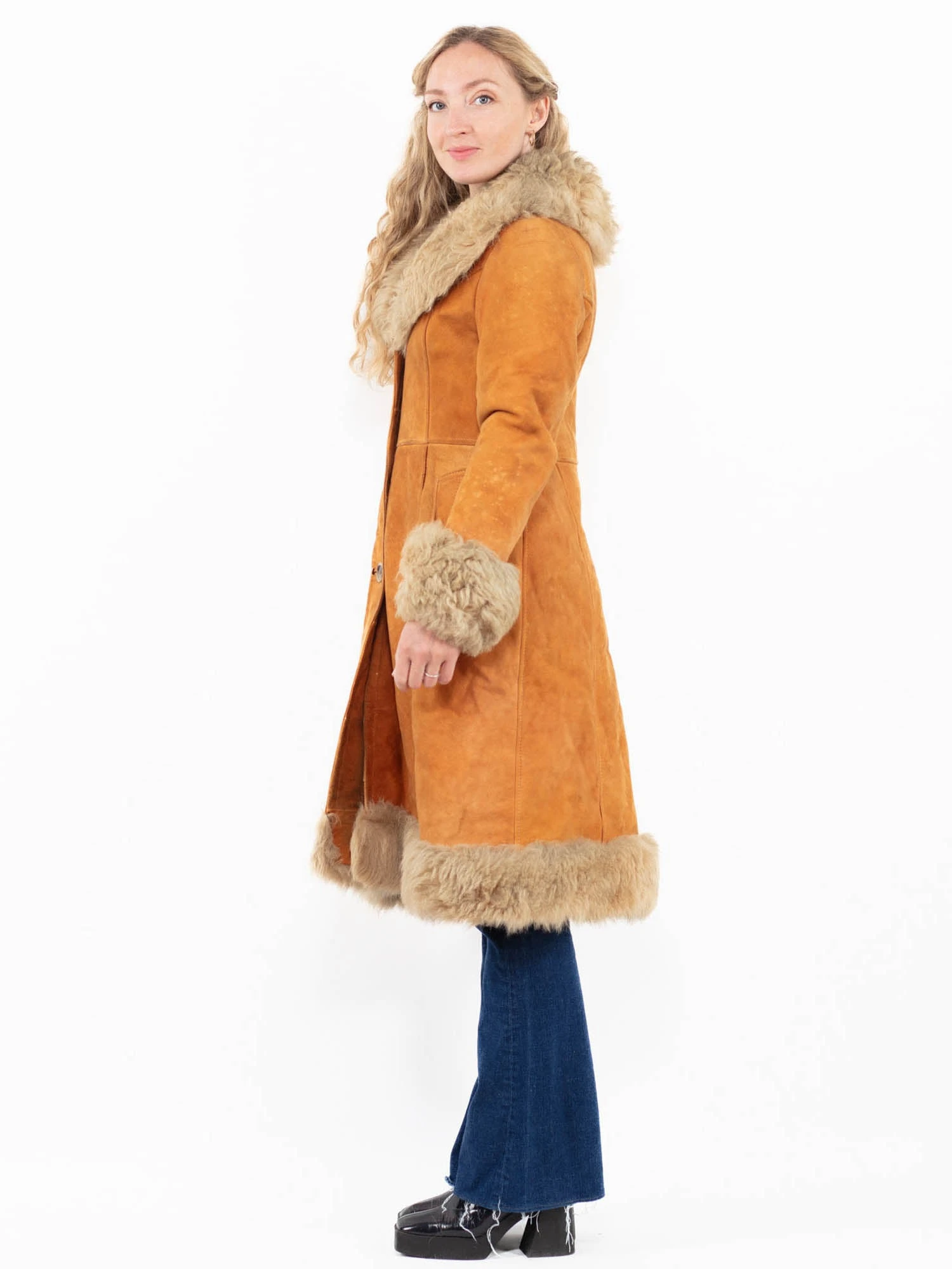 Vintage 70's Penny Lane Sheepskin Coat In Brown 3 Vintage 70's Penny Lane Sheepskin Coat In Brown - Image 3