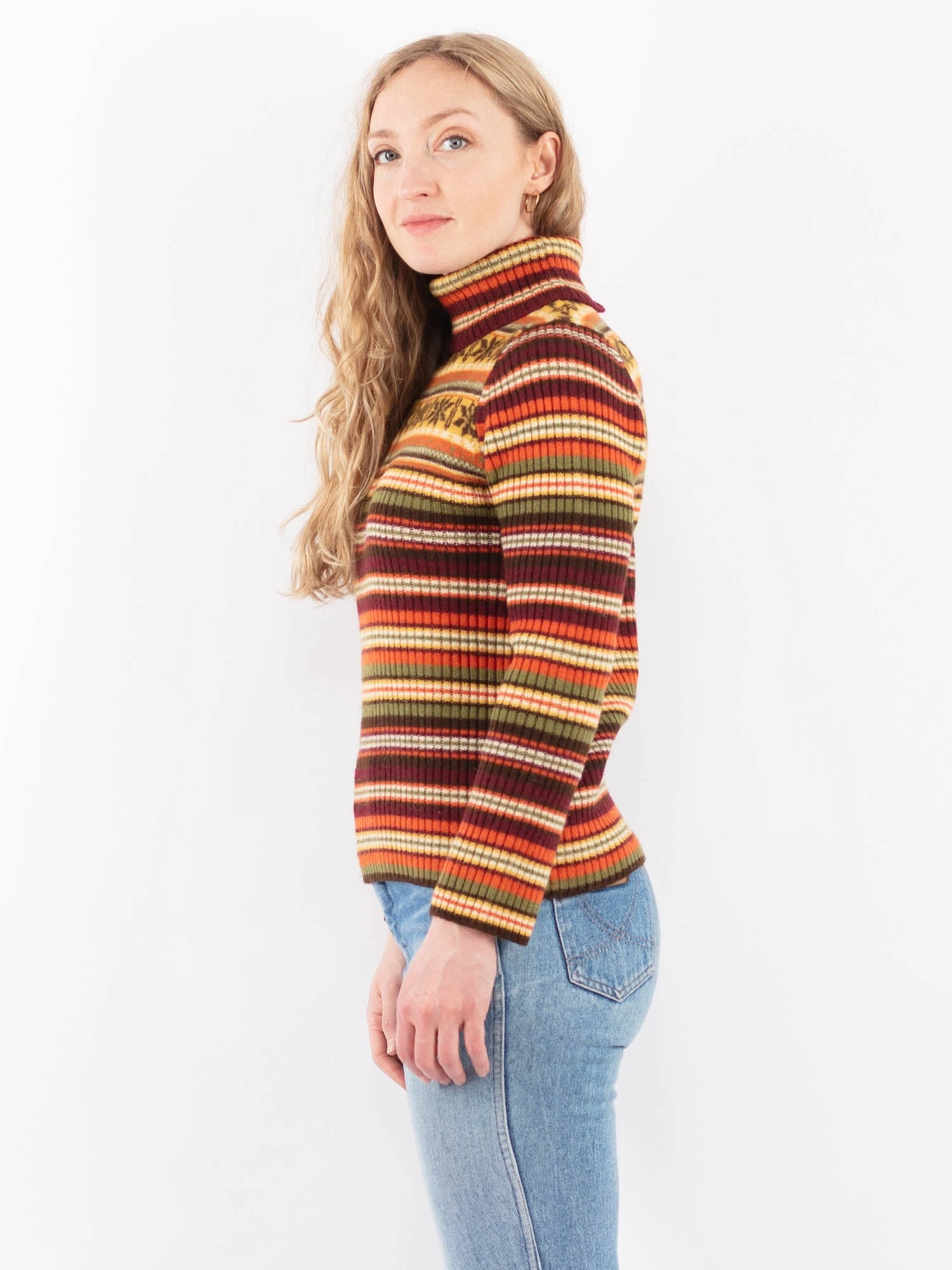 Vintage 90's Women Wool Turtleneck Sweater In Multi 3 Vintage 90's Women Wool Turtleneck Sweater In Multi - Image 3