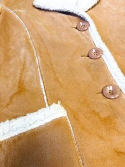 Vintage 90's Women Faux Sheepskin Coat In Light Brown -Northern Grip IMG 8640