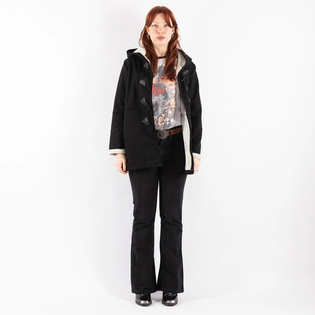 Vintage 00's Women Hooded Sherpa Coat In Black 5 Vintage 00's Women Hooded Sherpa Coat In Black - Image 5