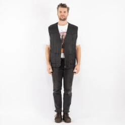 Vintage 90's Men Sheepskin Vest In Black -Northern Grip KVADRATS 43 1b1a3952 e014 49a8 bf21 3af09a1728f6