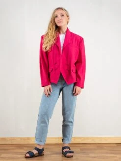 Vintage 90's Women Pink Blazer Jacket