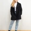 Vintage 80's Women Black Wool Coat