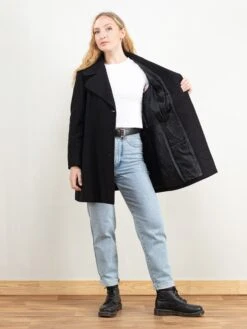 Vintage 80's Women Black Wool Coat 8 Vintage 80's Women Black Wool Coat -Northern Grip Monta10M 211