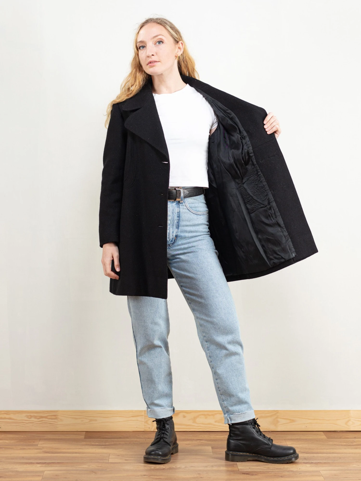 Vintage 80's Women Black Wool Coat 4 Vintage 80's Women Black Wool Coat - Image 4