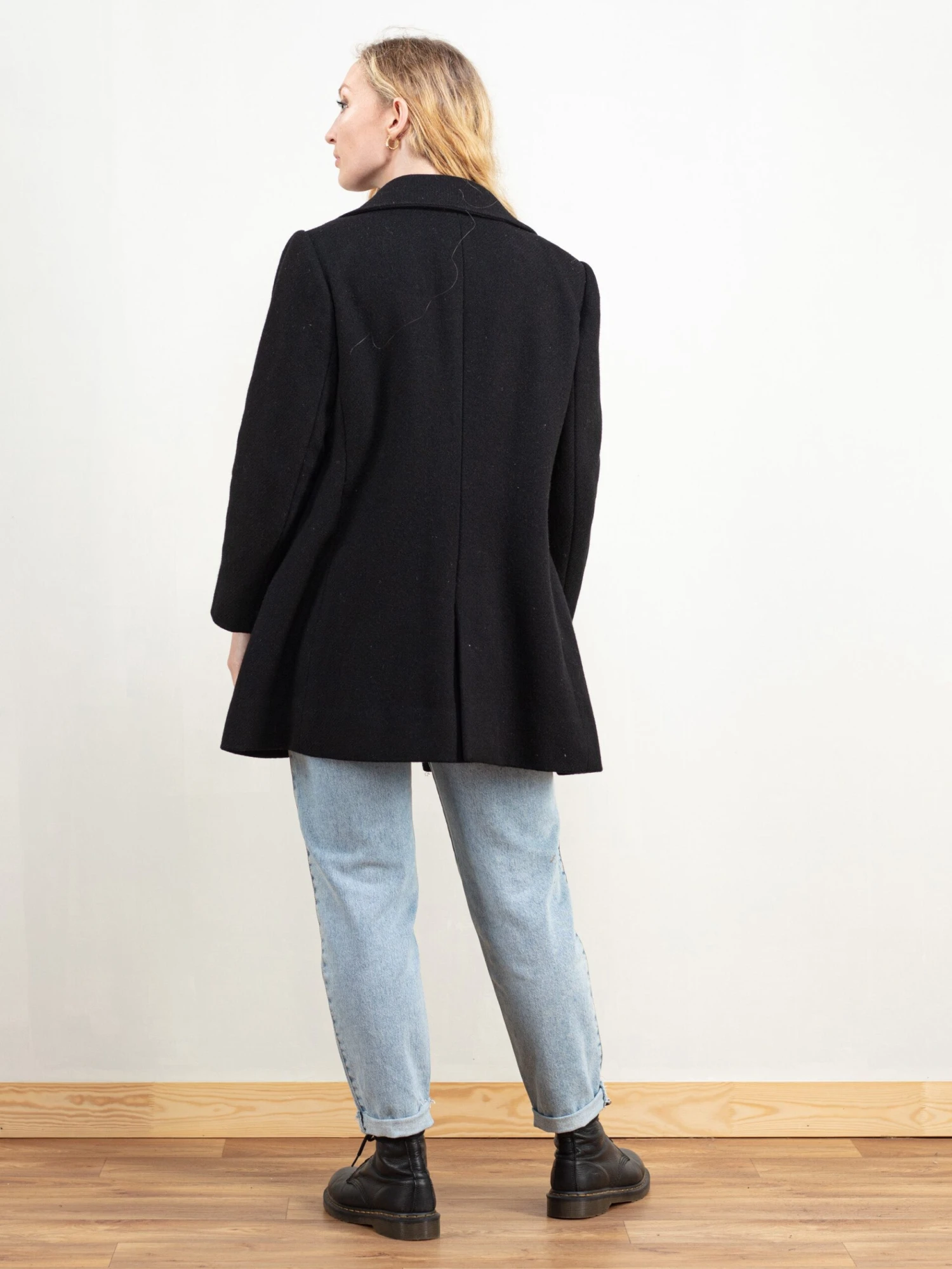 Vintage 80's Women Black Wool Coat 5 Vintage 80's Women Black Wool Coat - Image 5