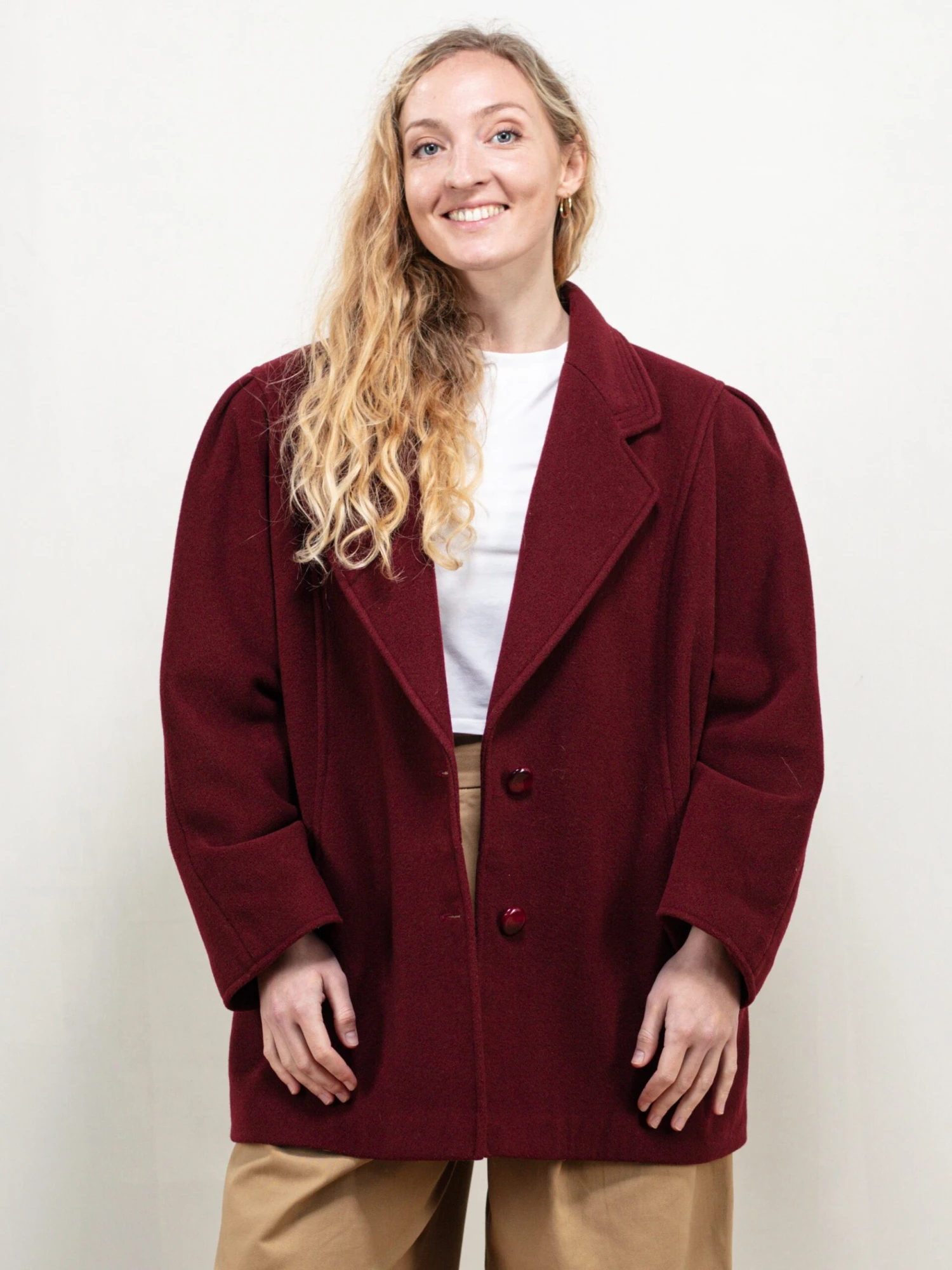 Vintage 90's Women Red Wool Peacoat 1 Vintage 90's Women Red Wool Peacoat