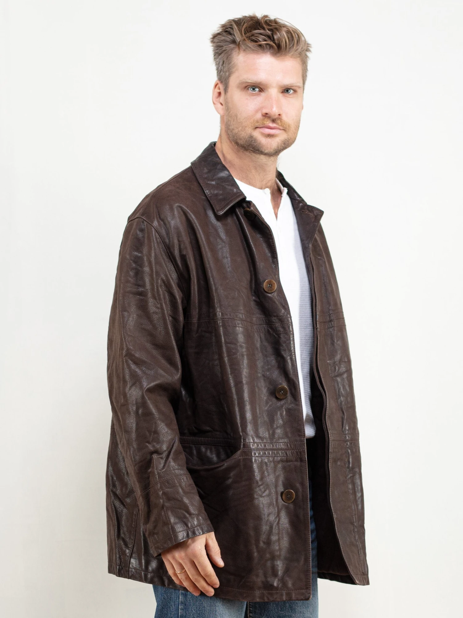 Vintage 90's Men Leather Jacket 2 Vintage 90's Men Leather Jacket - Image 2