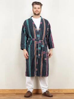 Vintage 80's Men Terry Bathrobe In Grey