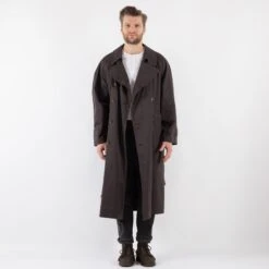 Vintage 80's Men Trench Coat In Brown -Northern Grip Square 0007