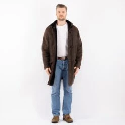Vintage 90's Men Hooded Sheepskin Coat In Brown -Northern Grip Square 0008 dbe7bbe9 9676 4e72 9037 3b8fb9a28ec3