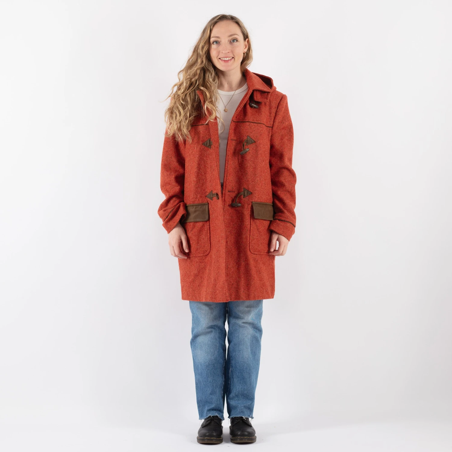 Vintage 00's Women Wool Duffle Coat In Orange 5 Vintage 00's Women Wool Duffle Coat In Orange - Image 5