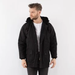 Vintage 90's Men Waxed Canvas Jacket In Black -Northern Grip Square 0023