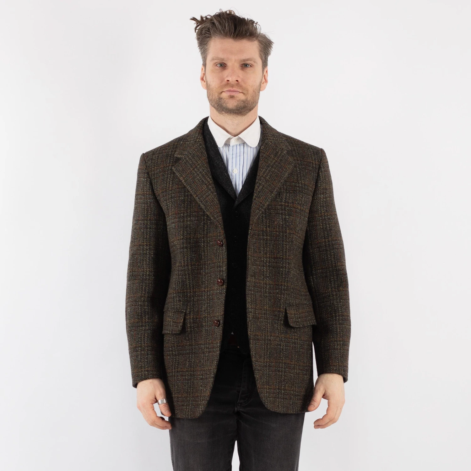 Vintage 70's Men Harris Tweed Jacket In Green 5 Vintage 70's Men Harris Tweed Jacket In Green - Image 5
