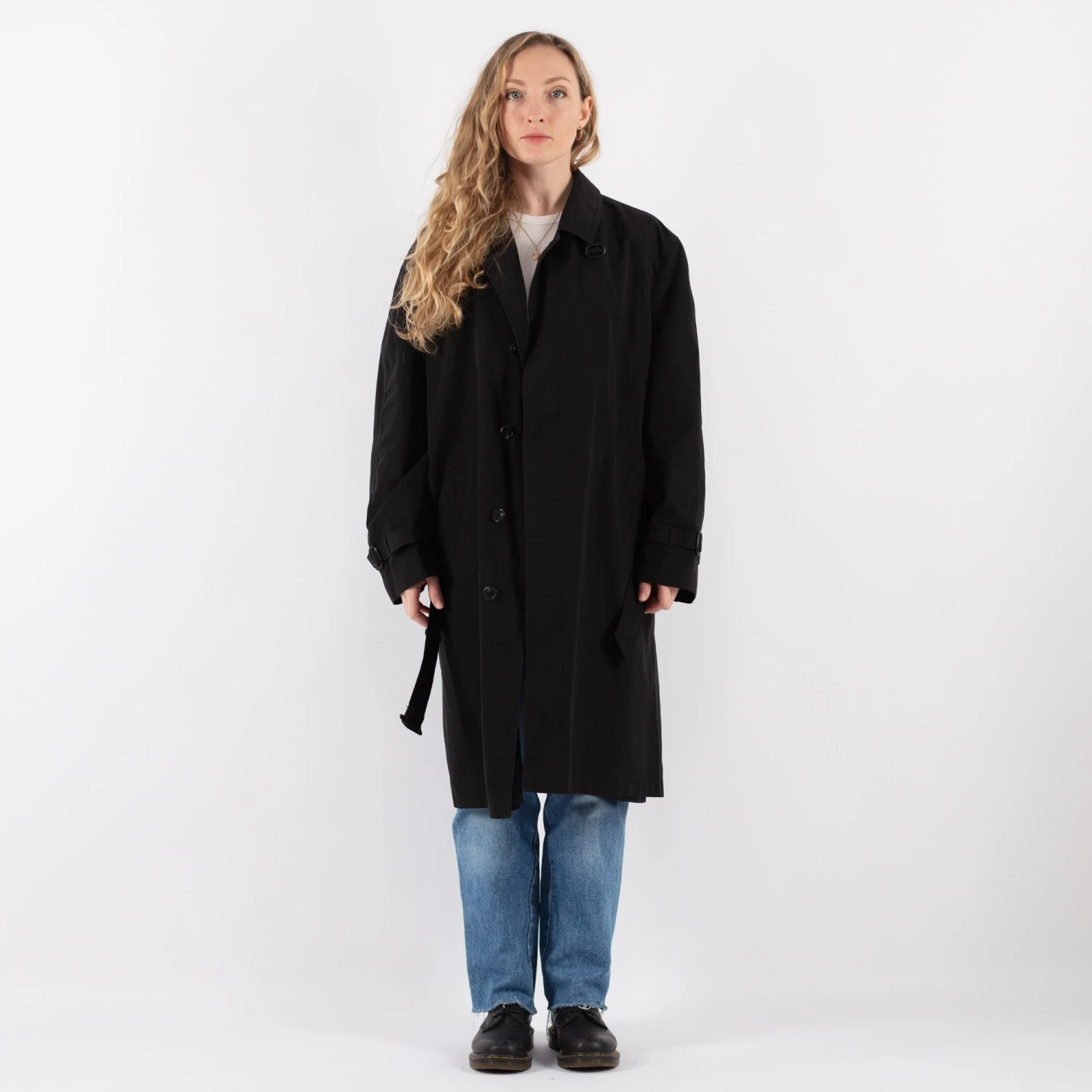 Vintage 90's Women Mac Coat In Black 5 Vintage 90's Women Mac Coat In Black - Image 5