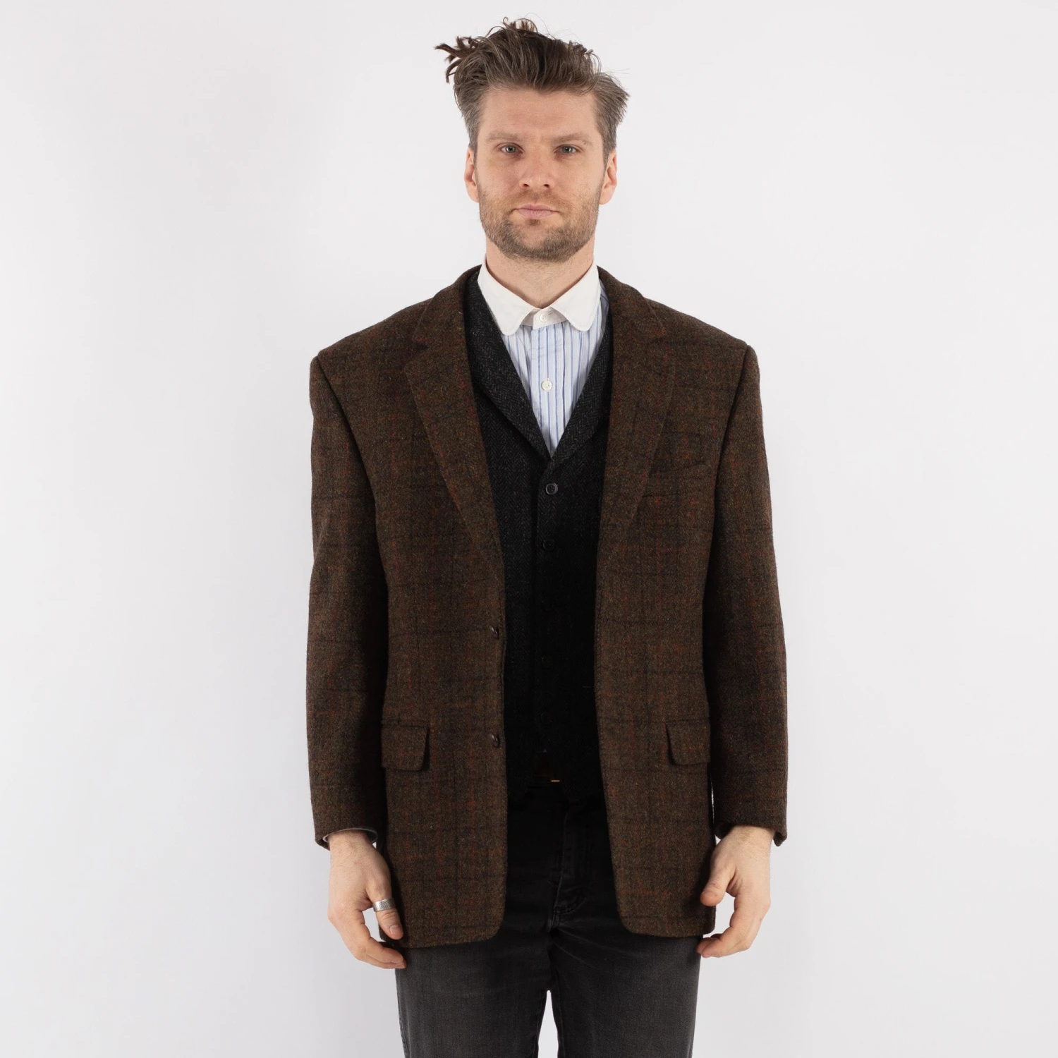 Vintage 80's Men Harris Tweed Jacket In Brown 5 Vintage 80's Men Harris Tweed Jacket In Brown - Image 5
