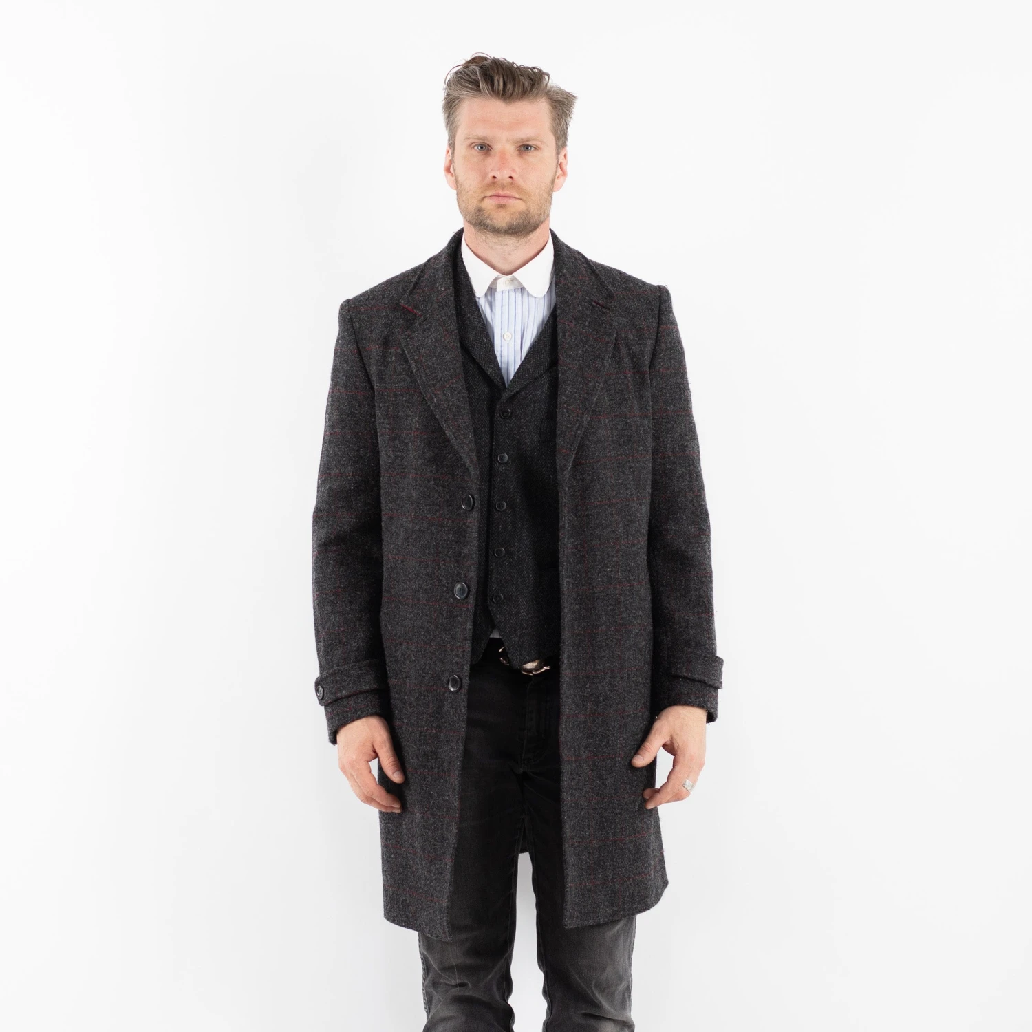 Vintage 00's Men Harris Tweed Overcoat In Gray 5 Vintage 00's Men Harris Tweed Overcoat In Gray - Image 5