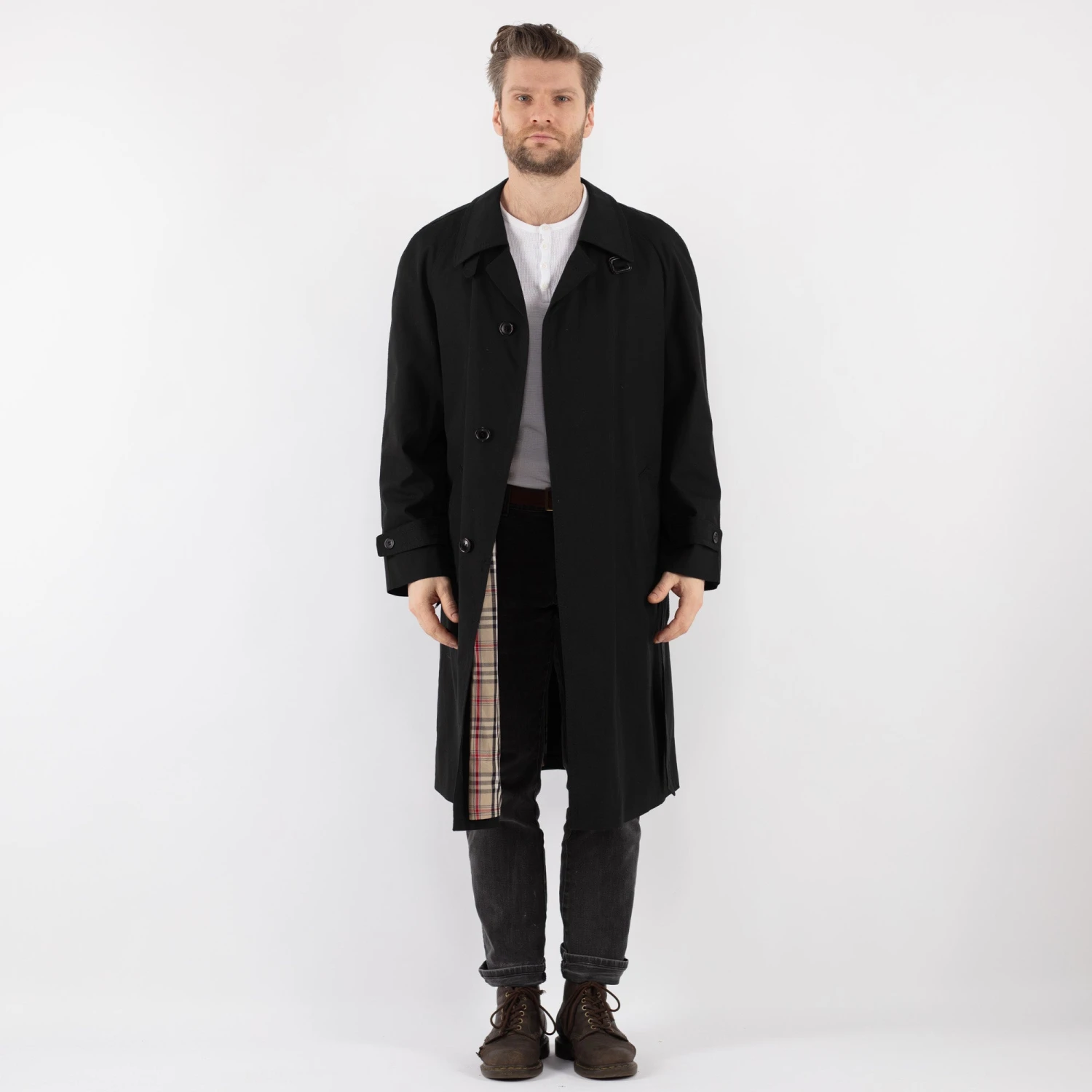 Vintage 70's Men Mac Coat In Black 5 Vintage 70's Men Mac Coat In Black - Image 5