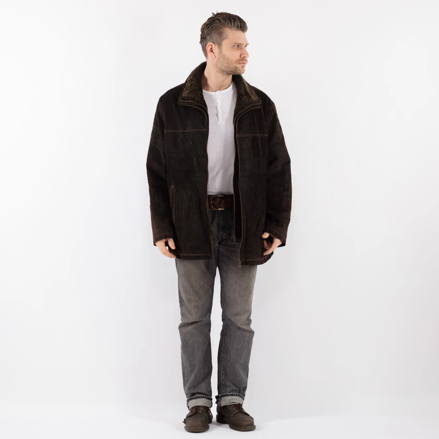 Vintage 90's Men Suede Jacket In Brown 5 Vintage 90's Men Suede Jacket In Brown - Image 5