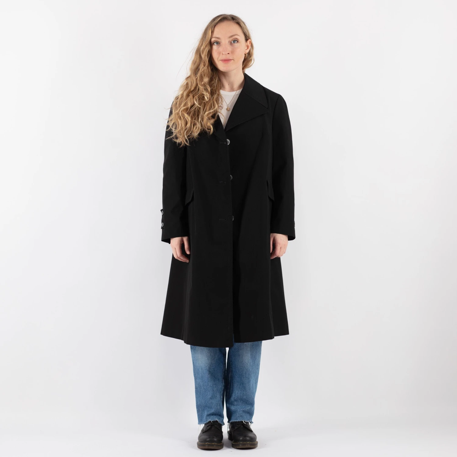 Vintage 70's Women Trench Coat In Black 5 Vintage 70's Women Trench Coat In Black - Image 5