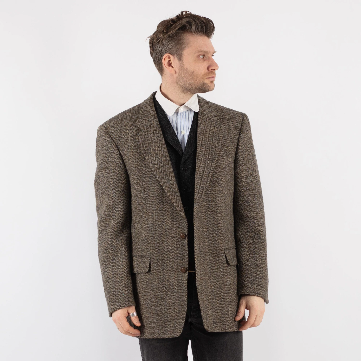 Vintage 70's Men Harris Tweed Jacket In Beige 5 Vintage 70's Men Harris Tweed Jacket In Beige - Image 5
