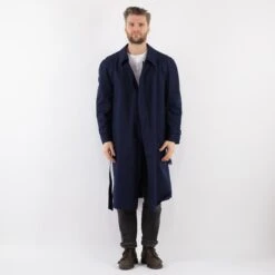 Vintage 80's Men Belted Mac Coat In Blue -Northern Grip Square 0115 3d52d71d 0192 4b85 8846 9adee25555f0