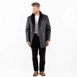 Vintage 90's Men Faux Sheepskin Coat In Black -Northern Grip Square 0122 167e36c0 a3b2 408f be47 25b1a0800936