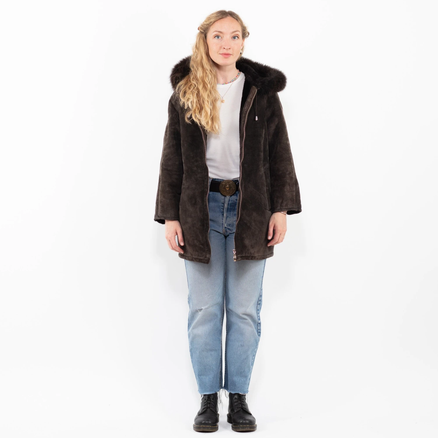 Vintage 00's Women Suede Sherpa Coat In Brown 5 Vintage 00's Women Suede Sherpa Coat In Brown - Image 5
