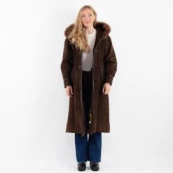 Vintage 70's Women Hooded Sheepskin Coat In Brown -Northern Grip Square 0141 18b10420 d3fb 41dd 9dd9 34c7725f5e56