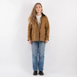 Vintage 90's Women Waxed Canvas Jacket In Beige -Northern Grip Square 0160