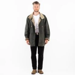 Vintage 80's Men Sheepskin Coat In Green -Northern Grip Square 0160 3b1e33f0 4e2d 4e7a abb7 5fe6ecea81a1