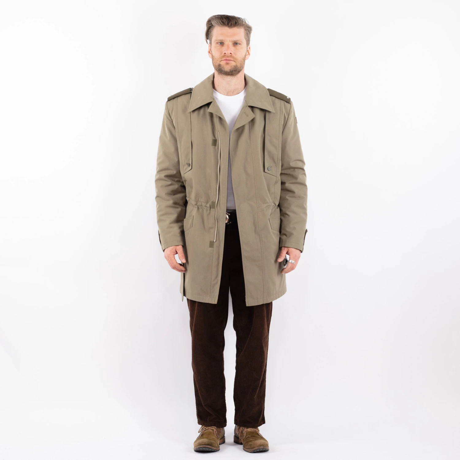 Vintage 80's Men Czech Military Trench Coat In Beige 5 Vintage 80's Men Czech Military Trench Coat In Beige - Image 5