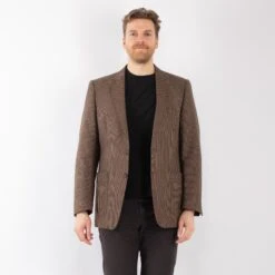 Vintage 70's Men Wool Blazer Jacket In Brown -Northern Grip Square 0217