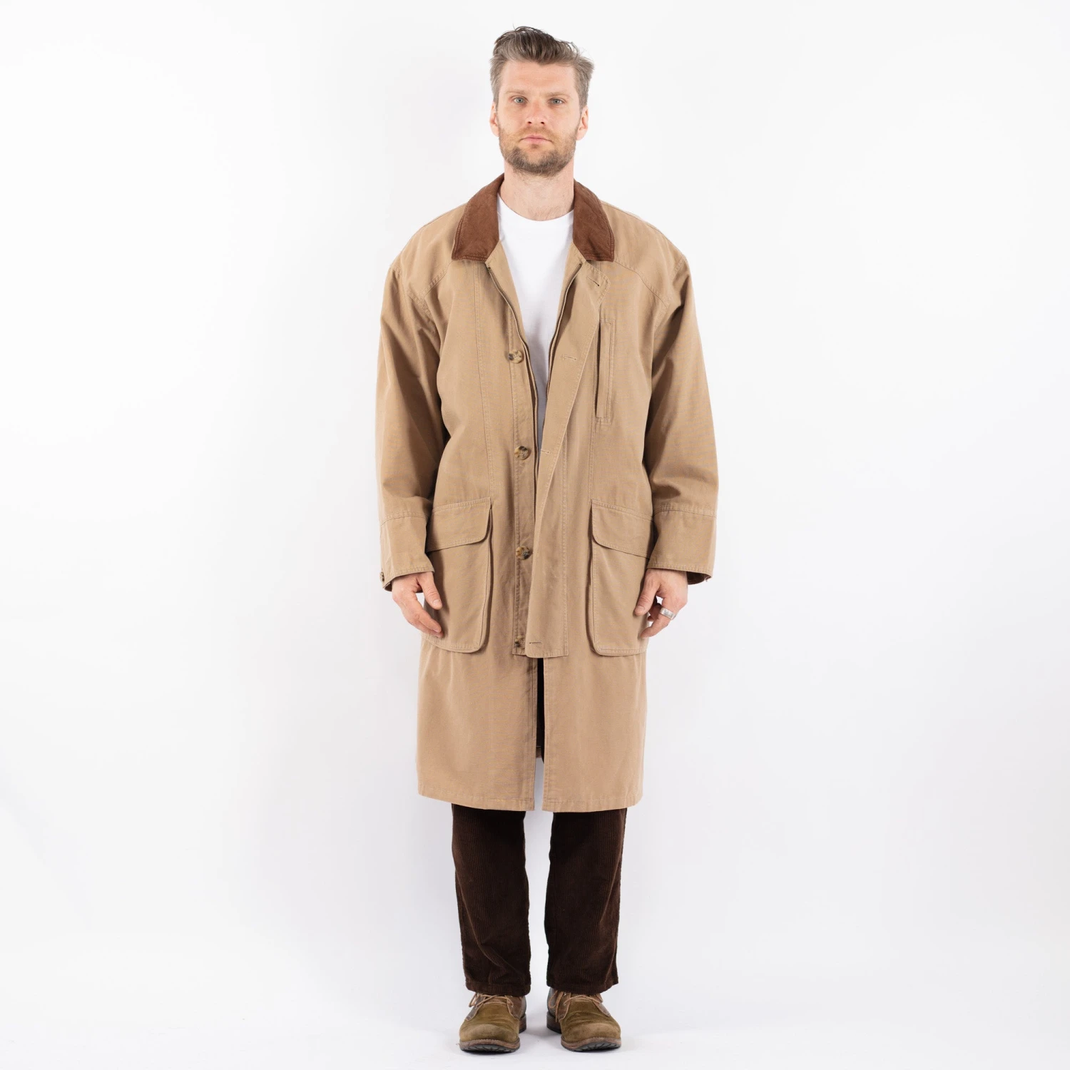 Vintage 90's Men Mac Style Overcoat In Beige 5 Vintage 90's Men Mac Style Overcoat In Beige - Image 5