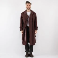 Vintage 70's Men Trench Coat In Burgundy Brown 11 Vintage 70's Men Trench Coat In Burgundy Brown -Northern Grip Square 0232