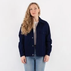 Vintage 80's Women Bleu-de-travail Work Jacket In Blue 9 Vintage 80's Women Bleu-de-travail Work Jacket In Blue -Northern Grip Square 0244