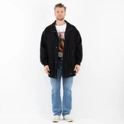 Vintage 80's Men Wool Blend Coat In Black -Northern Grip Square 0248 b220d3e6 a316 4d9c 818e 276a6df5117b