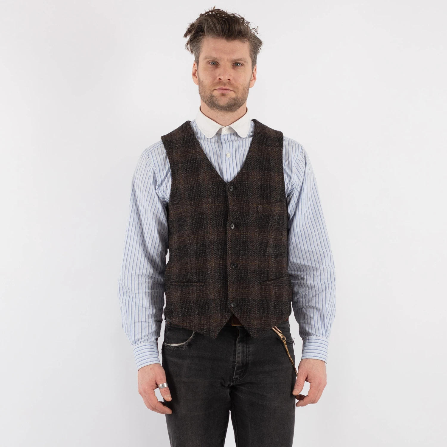 Vintage 00's Men Harris Tweed Vest In Brown 5 Vintage 00's Men Harris Tweed Vest In Brown - Image 5