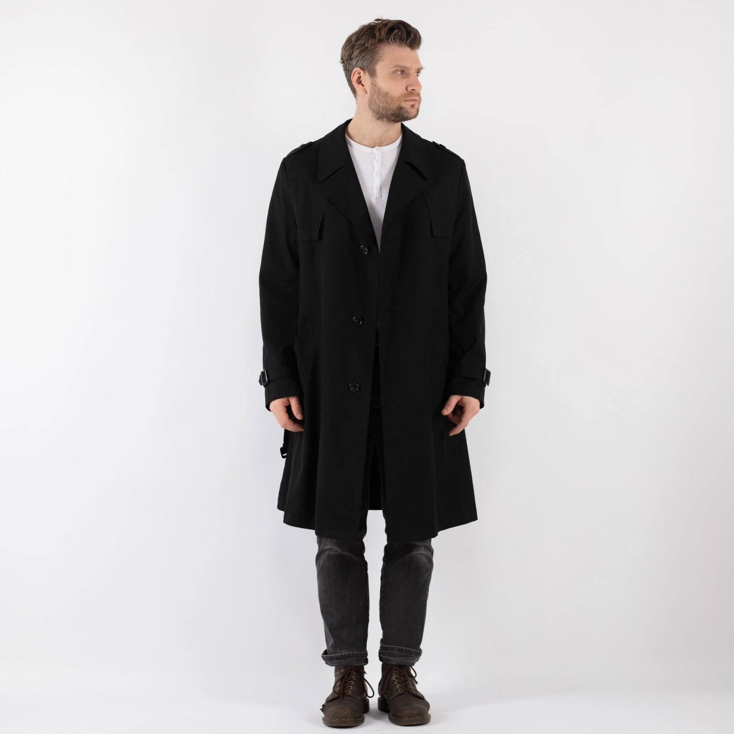 Vintage 90's Men Trench Coat In Black 5 Vintage 90's Men Trench Coat In Black - Image 5
