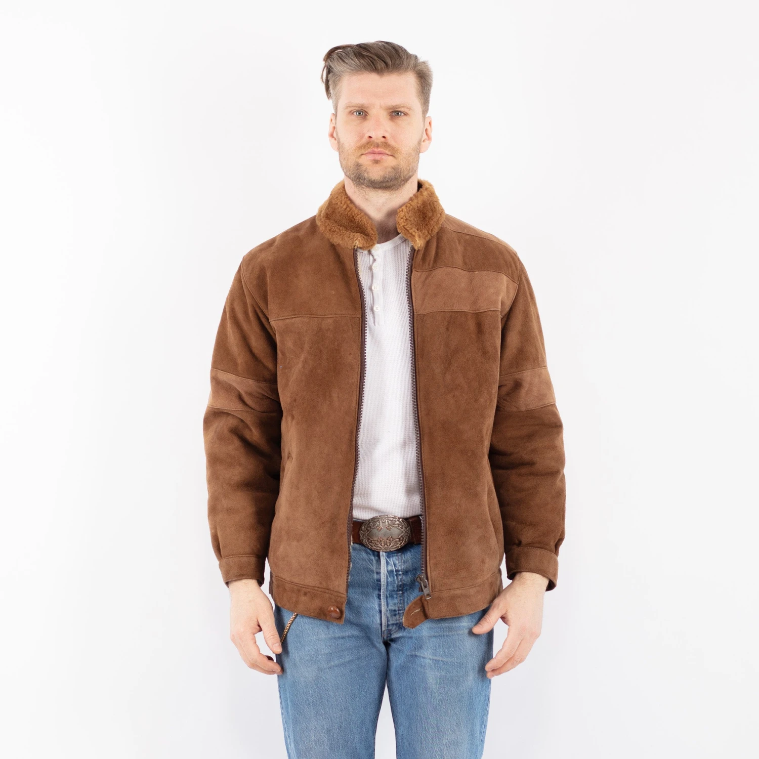 Vintage 70's Men Sheepskin Jacket In Brown 5 Vintage 70's Men Sheepskin Jacket In Brown - Image 5