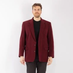 Vintage 70's Men Cashmere Wool Blend Blazer Jacket In Red 9 Vintage 70's Men Cashmere Wool Blend Blazer Jacket In Red -Northern Grip Square 0312